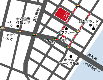 新潟萬代橋道場への地図